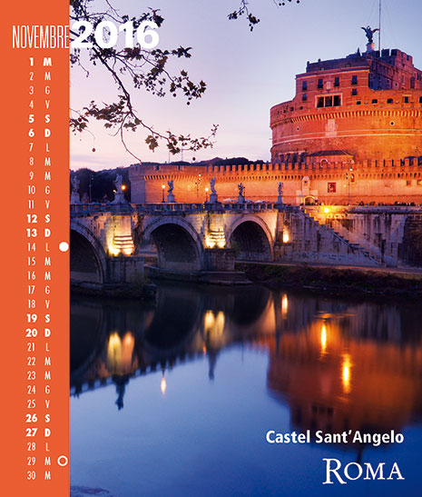 Calendario 2016 RomaColoriAtmosfere. Novembre. Castel Sant'angelo Roma